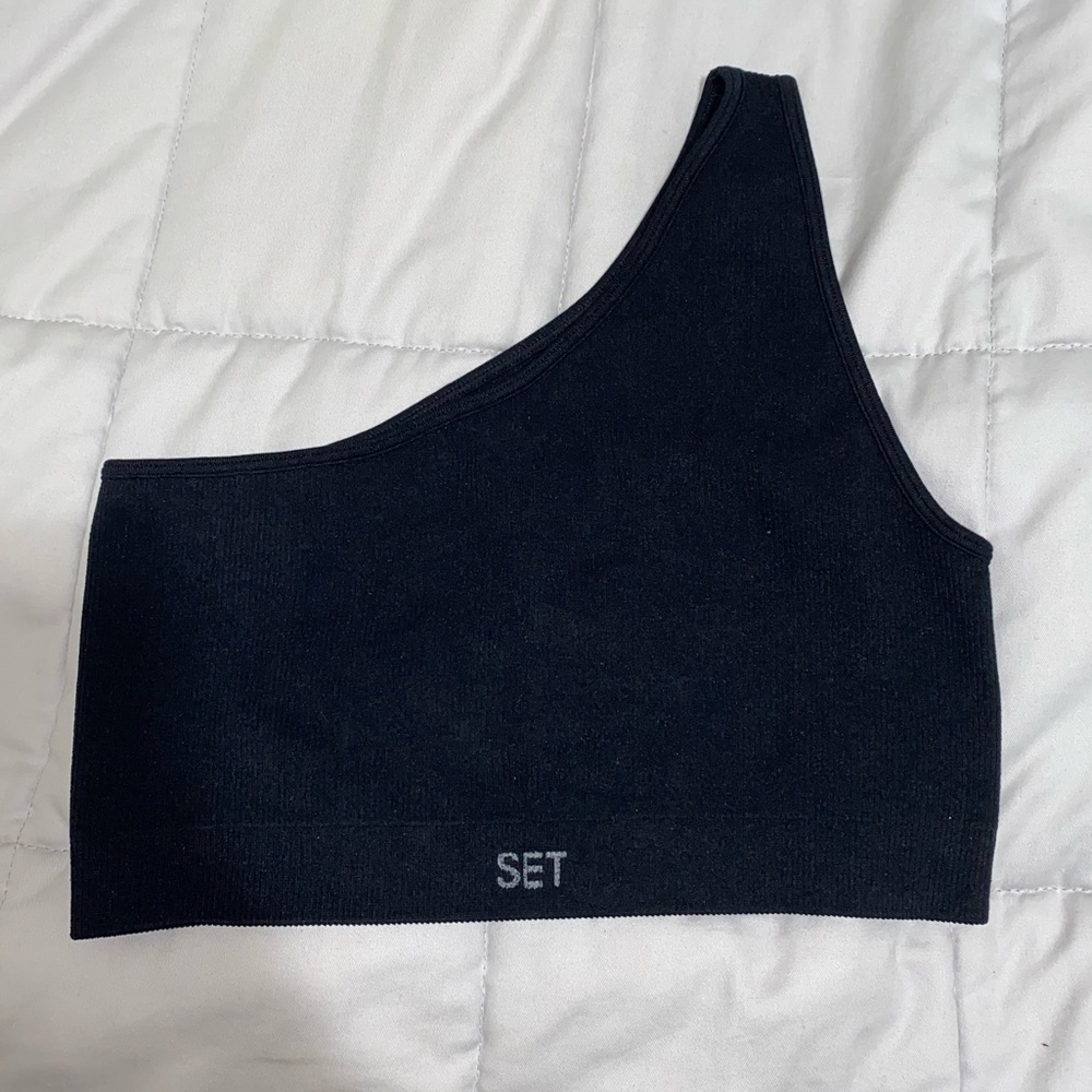 Nwot Set Active Sculpflex Ribbed One Shoulder Bra… - image 4